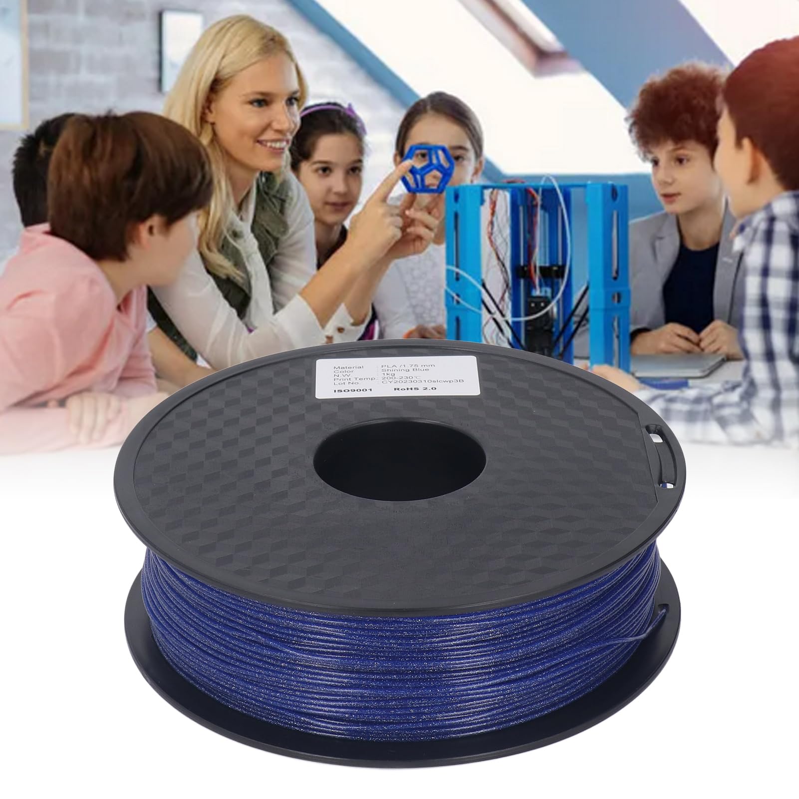 Filament do drukarki 3D 1,75 mm błyszczący, musujący niebieski, mocny, gładki jedwabny materiał eksploatacyjny PLA dla entuzjastów i profesjonalistów druku 3D