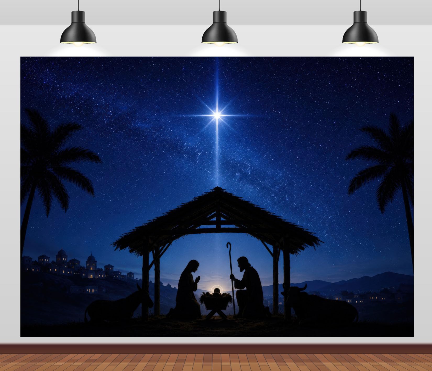 BELECO 4.6x3m Sfondo in tessuto Natività presepe nascita di Gesù