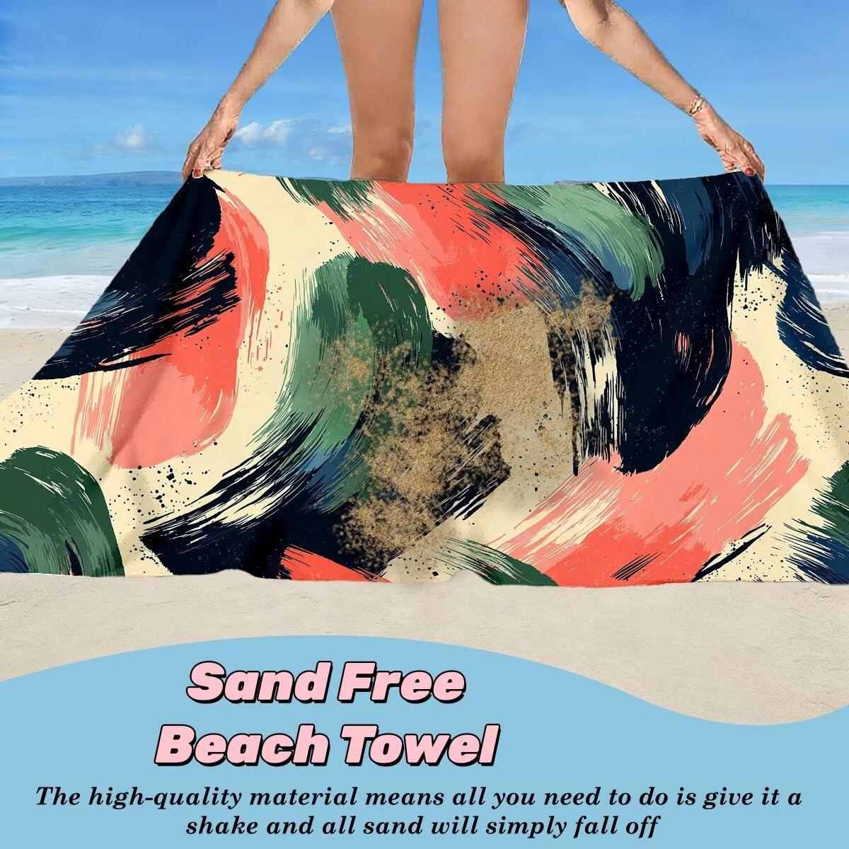 Toalla Playa 80x160 cm, Toalla Gimnasio Microfibra Secado Rapido, Juego de 2 Antiarena Toallas de Playa, Ligera Compacta Toallas Microfibra Grande para Viaje, Regalo Hombre Mujer (Pintada) -5075