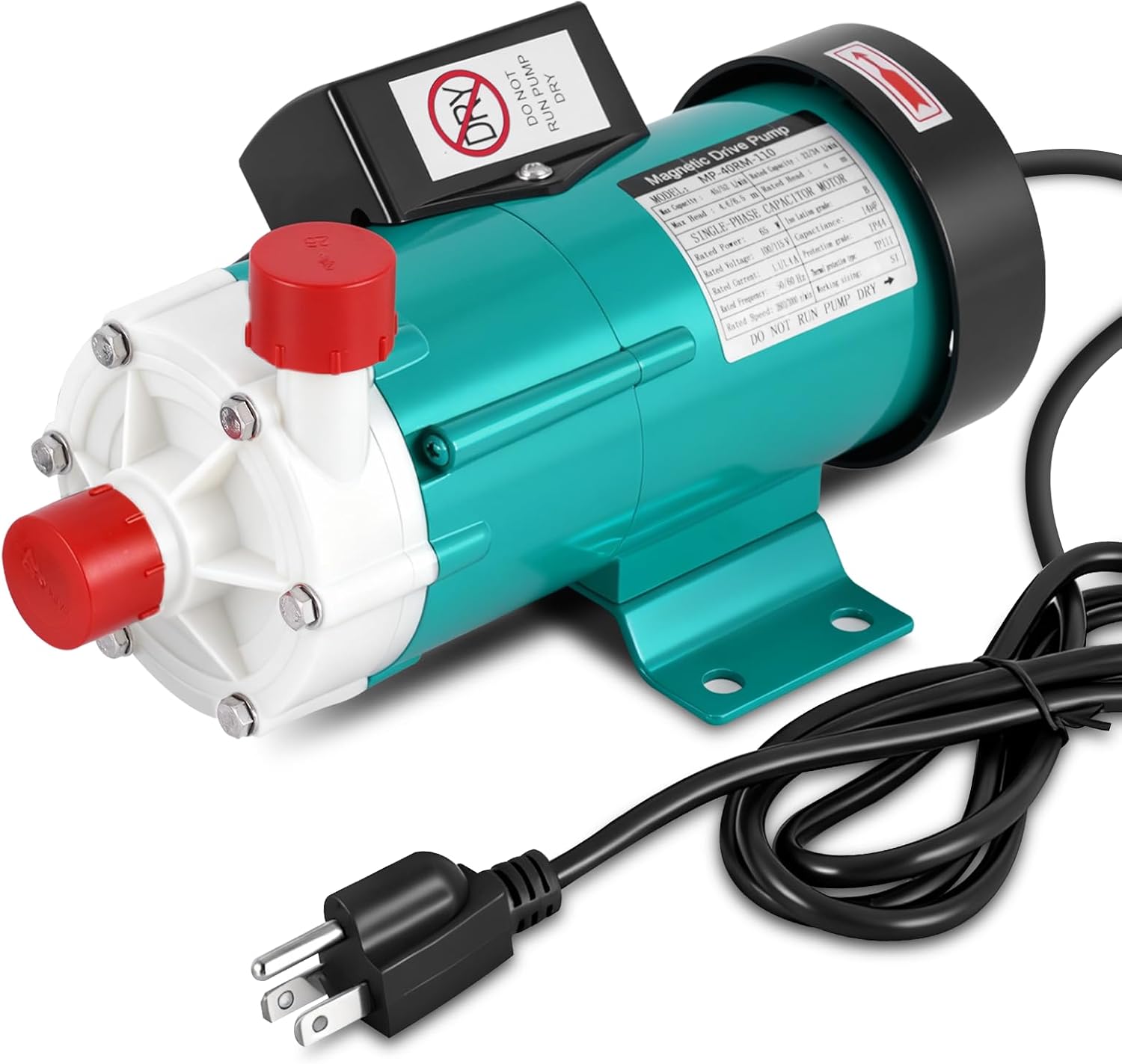 MXBAOHENG 824GPH Magnetic Drive Pump, 110V Circulating Water Pump, 65w Liquid Delivery Pump for Chemical Industry, Pharmaceutical Industry, and Electroplating Industry