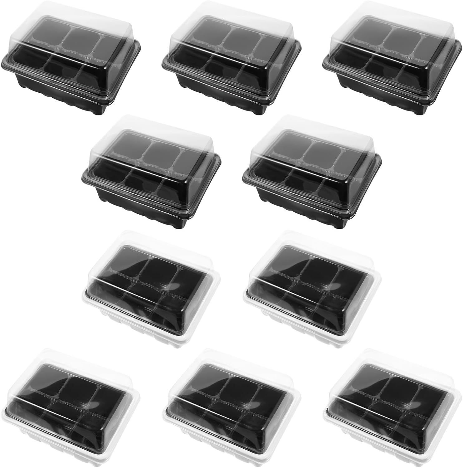 FOMIYES 10 Sets Starter Tray Propagation Kit with 6 Holes and Lid