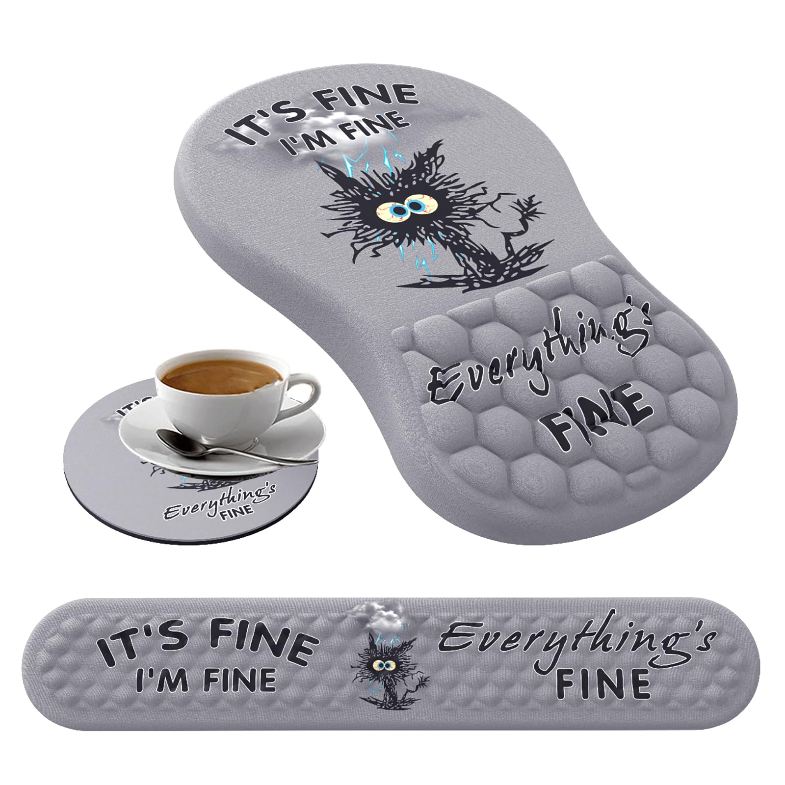 L-SPOUTTO Mouse Pad Wrist Support,Ergonomic Mouse Pad with Wrist Rest,Computer Mouse Pads Pain Relief Keyboard Wrist Rest with Coaster Set,Non-Slip