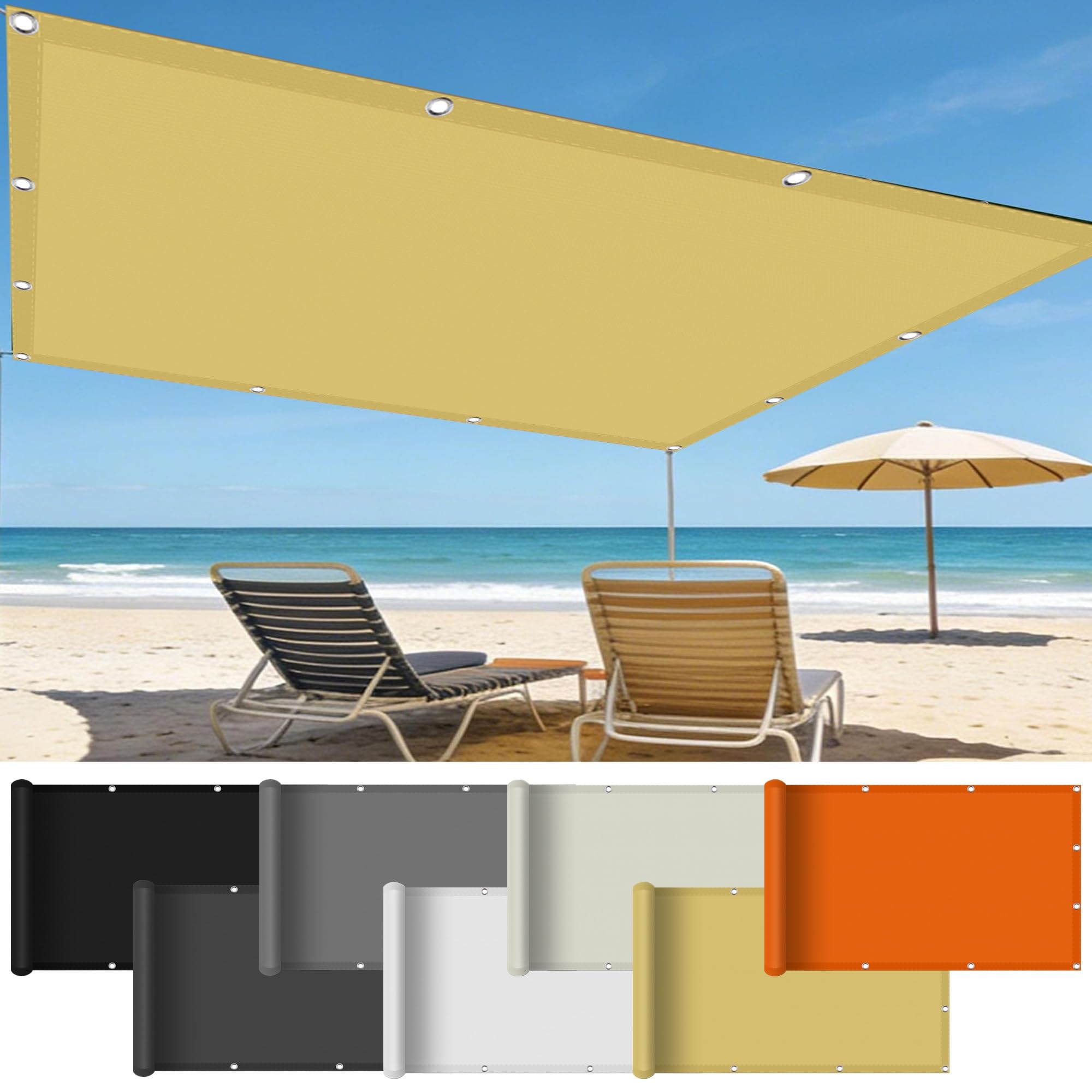 Toile d'ombrage haut de gamme 1.4x5.5m en polyester robuste et oeillets durables pour extérieur