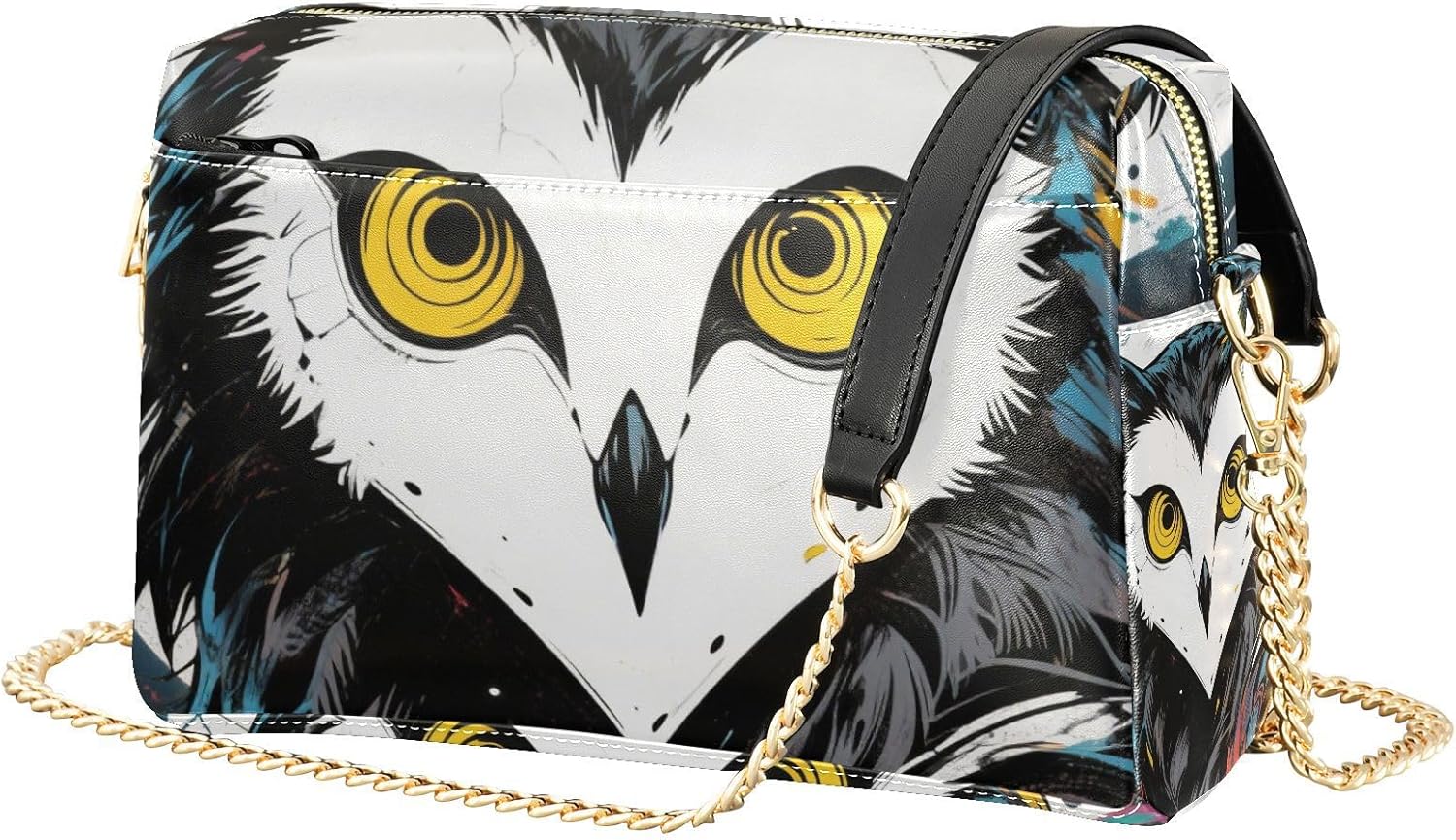 Anime Animal Owl Crossbody Bags For Women Vegan Leather Everyday Purses Zip Shoulder Handbags