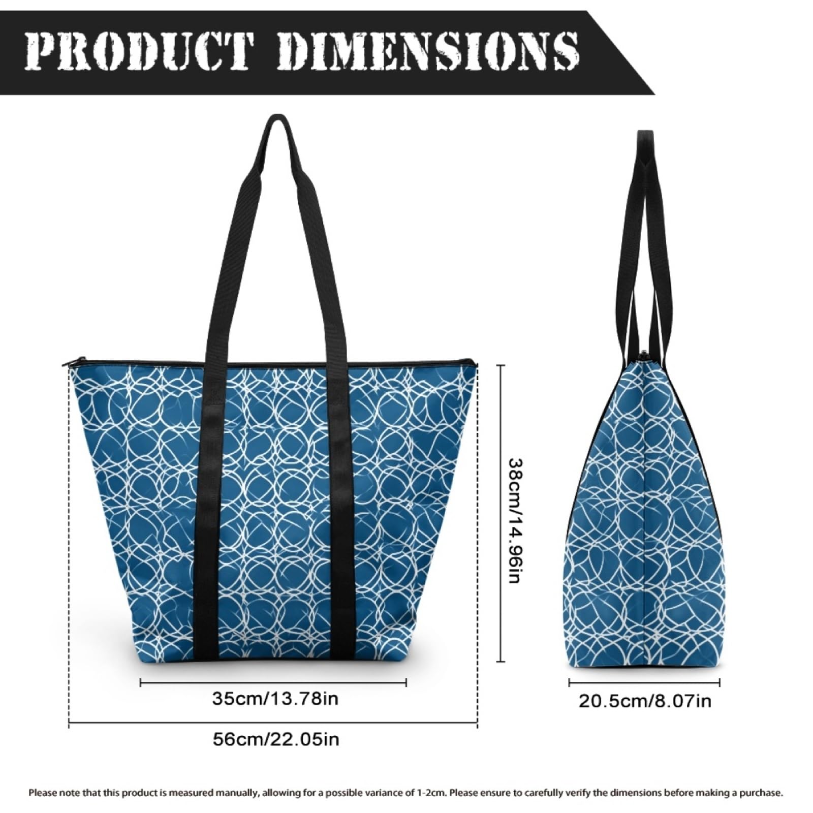 Tote Bag Tela Bolsas de Tela Poliéster Bolso de Mano de Mujer Reutilizable Bolsa Compra Plegable Tote Bag Cremallera Bolso Viaje Duradero Totebag