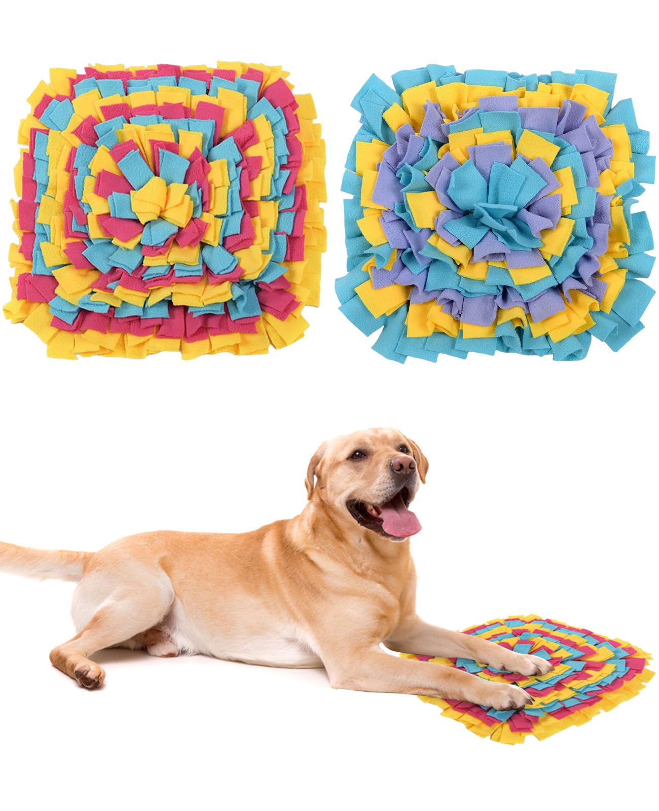 Benaewa 2 Pcs Snuffle Mat for Dogs, 35x35cm Interactive Snuffle Mat for Relieve Boredom, Slow Feed