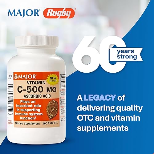 Miniatura 2 de MAJOR Vitamina C-500 mg de ácido ascórbico - Nueva fórmula - Tabletas de vitamina C - Suplemento dietético - 300 unidades (1 paquete)