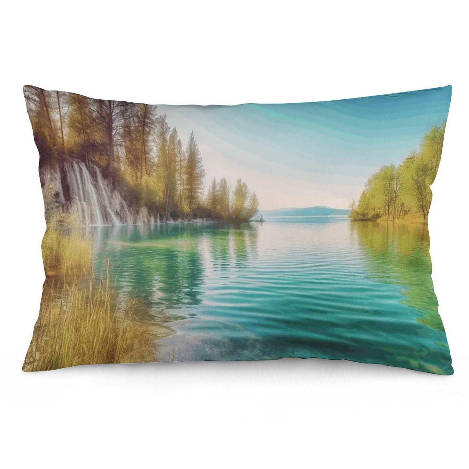 2 Pack Pillow Cases for Hair and Skin, Soft Breathable Pillow Case Covers with Hidden Zipper, Clean Water and Lake Landscape Pillowcase 20"x30" Pillow Covers for Sleeping Gift