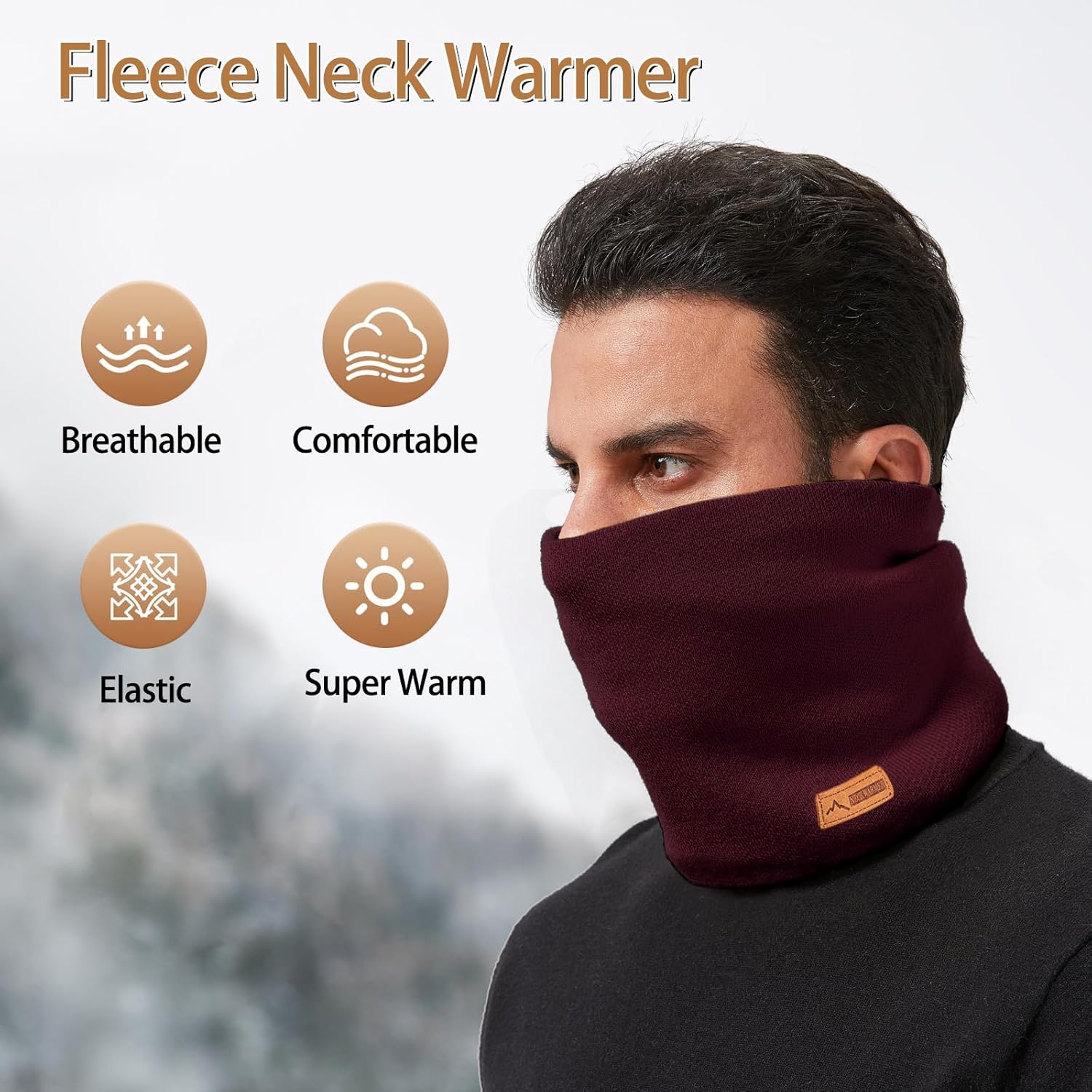 Neck Warmer Gaiter for Men Women,Winter Soft Thick Warm Fleece Lined Face Ski Mask Scarf Cold Weather Running - Image 2