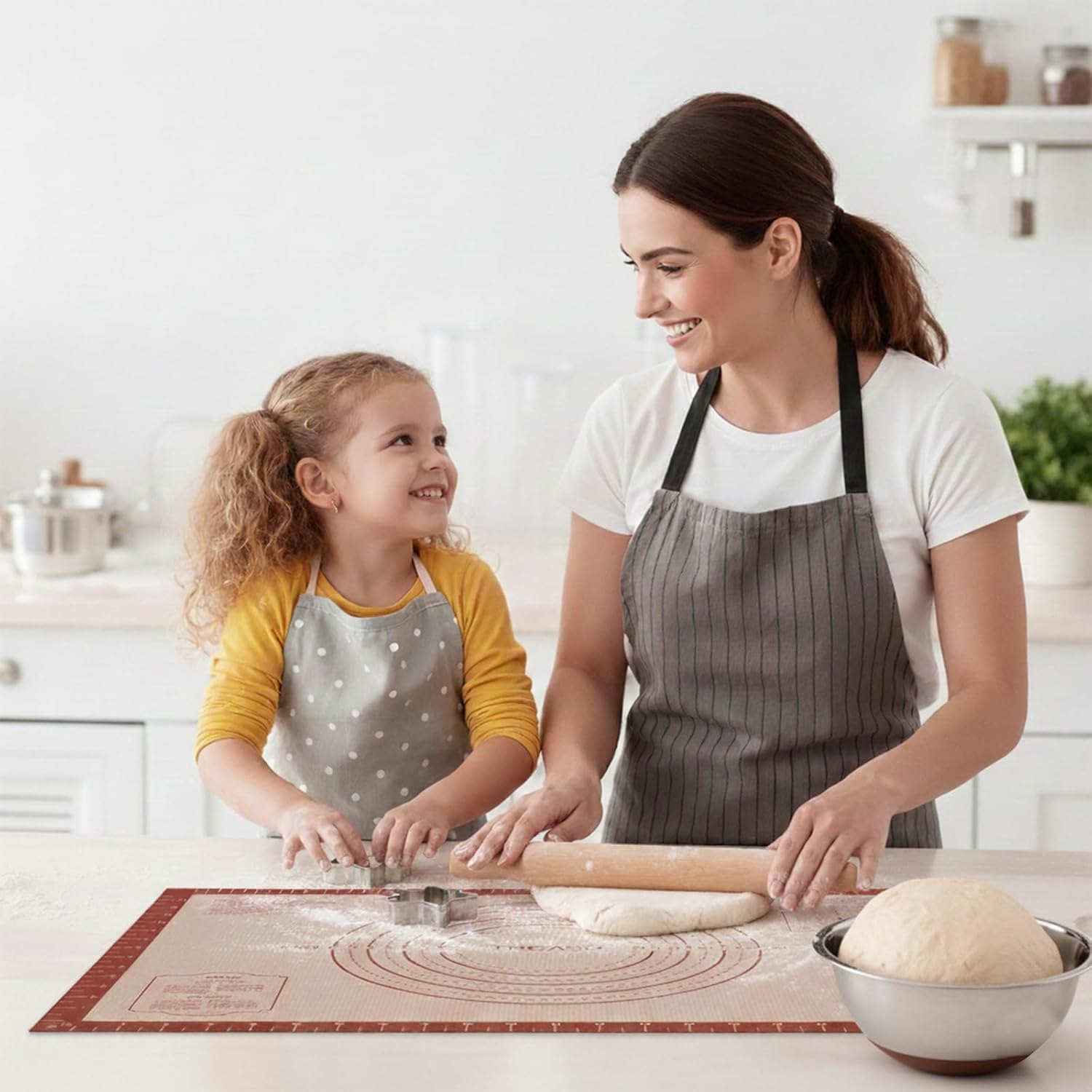 Silicone Pastry Mat, 16 x 24 Silicone Baking Mat for Counter Rolling Dough, Reusable Non-Stick Extra Large Dough Mat with Measurement for Pie Crust, Pizza and Cookies