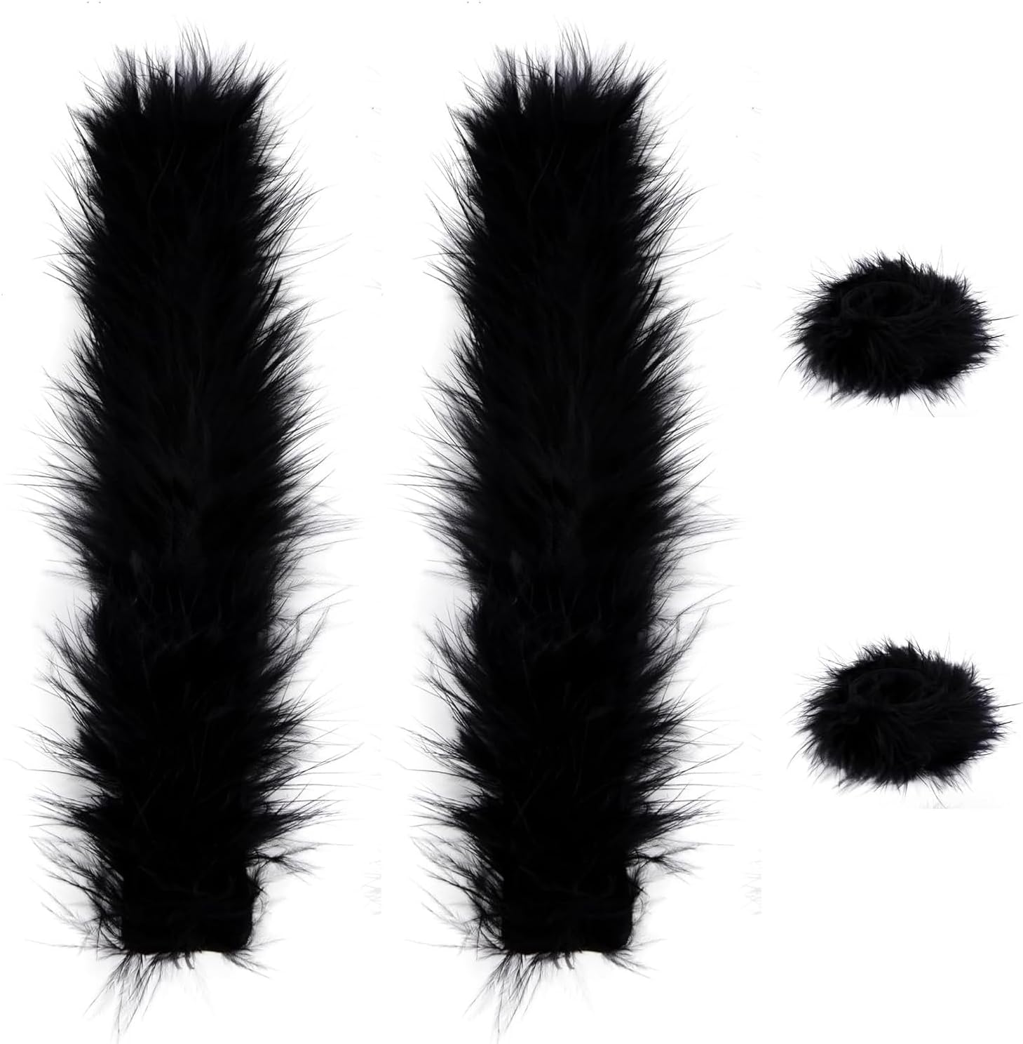 OldPAPA2 PCS Soft Fur Wristband Feather Slap Bracelet, Wristband Wrist Ankle Cuff Furry Bracelets for Women Halloween Cosplay Christmas Party