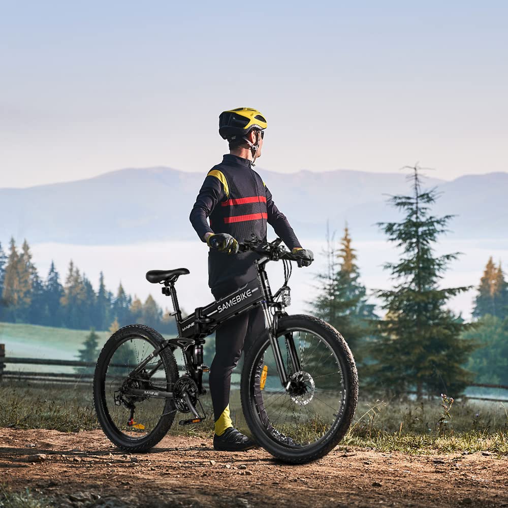 SAMEBIKE Bicicleta Eléctrica Plegable para Adultos de 26 Pulgadas, Batería Extraíble de 48V 14Ah Freno Hidráulico E-Bike