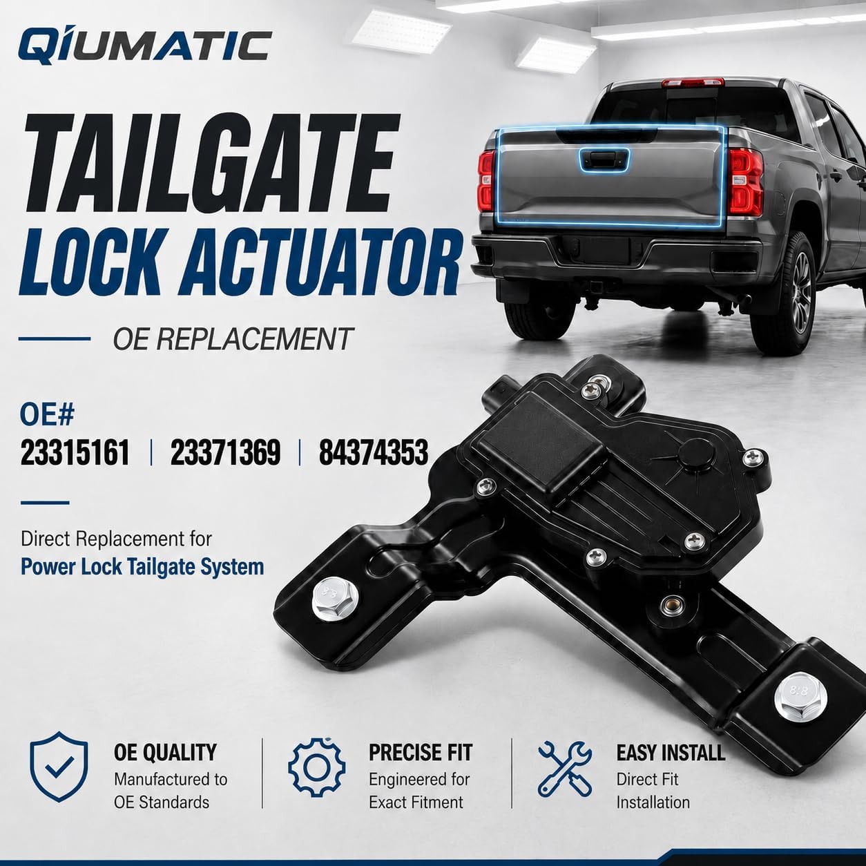 Tailgate Lock Actuator for Chevy Silverado GMC Sierra 1500 2500HD 3500HD | 2016-2018 1500; 2019 1500 Limited; 2016-2019 2500HD/3500HD; Power Lock only; OE 23315161 23371369 84374353