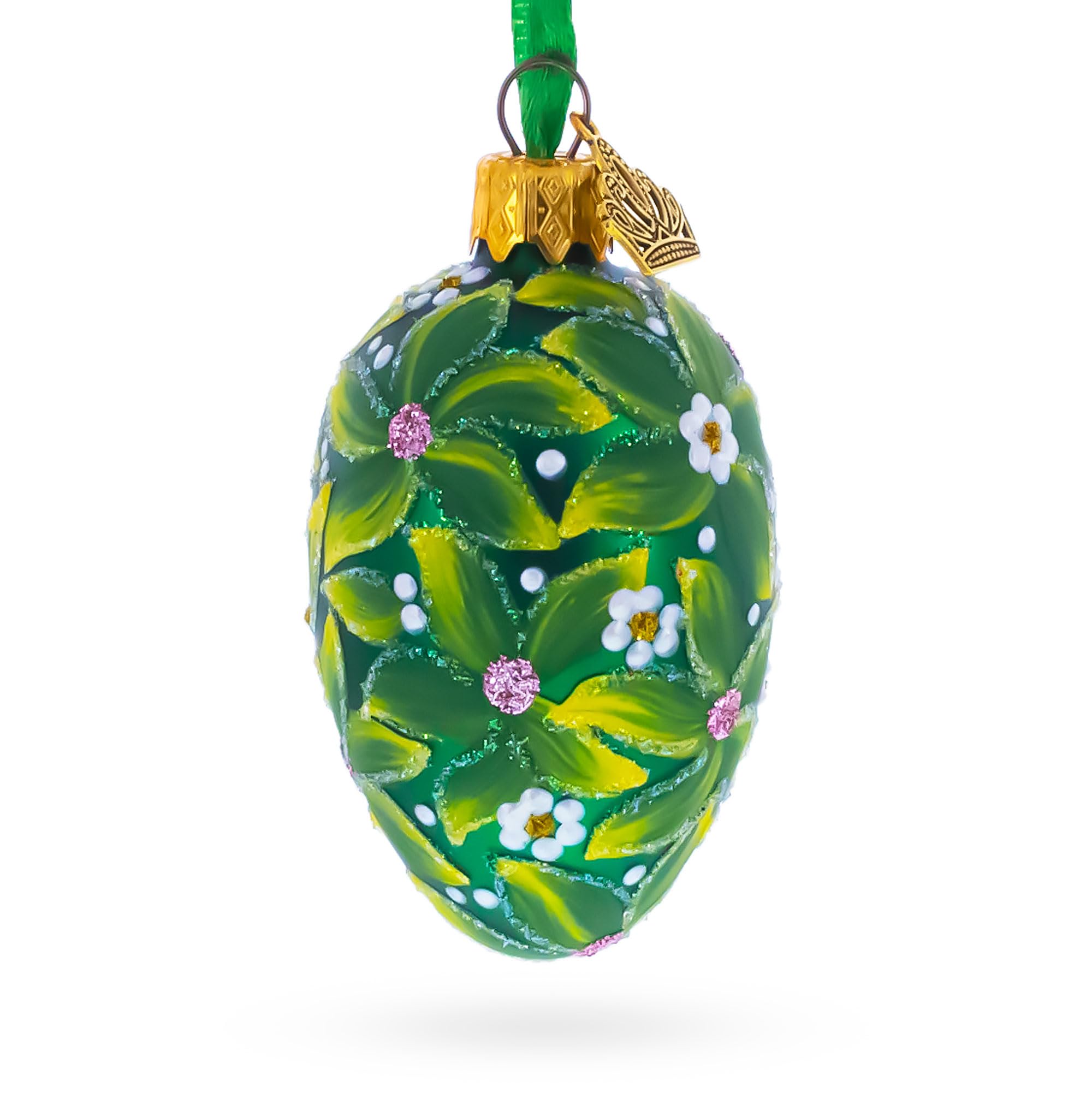 Œuf décoratif en verre d'exception The Bay Tree 1911, objet d'art de 7,3 cm