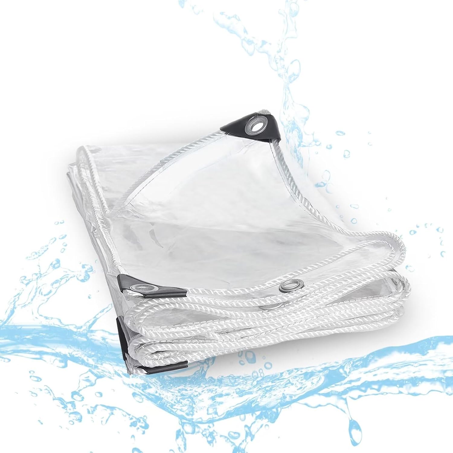 7'X8'Heavy Duty Clear tarp 16 Mil Thick Tarpaulin, Clear tarps with Grommets, Protects Against Water, Cold Weather Resistan for Greenhouse Balcony Garden