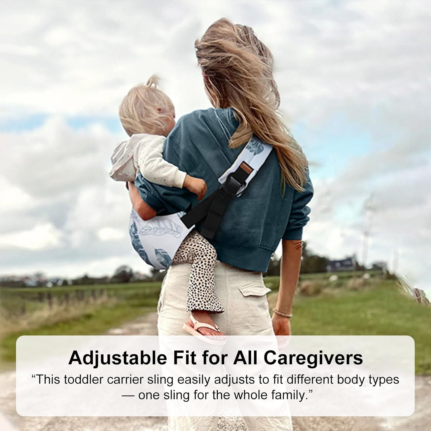 Baby Sling Carrier for Infants and Toddlers 6-36 Months (10-30 lbs), Lightweight & Breathable Cotton Hip Shoulder Carrier-Adjustable, Easy-to-Wear Side & Front Carry Toddler Sling (Black)