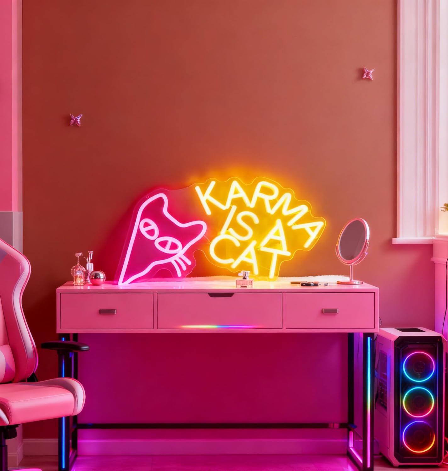 Cat LED Neon Sign, Cute Animal Light Up Sign, USB Powered Dimmable Decorative Neon Light for Home Bedroom Living Room Music Room Party Gift Wall Table Decor 16.5 x 11.8 In