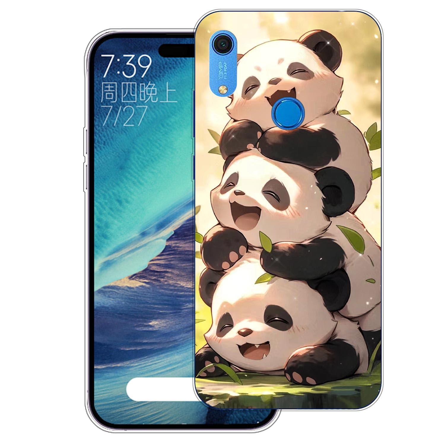 Custodia Trasparente Per HUAWEI Y6s Con Stampa Gatto E Farfalla - Cover Slim In Silicone TPU Anti-Urto
