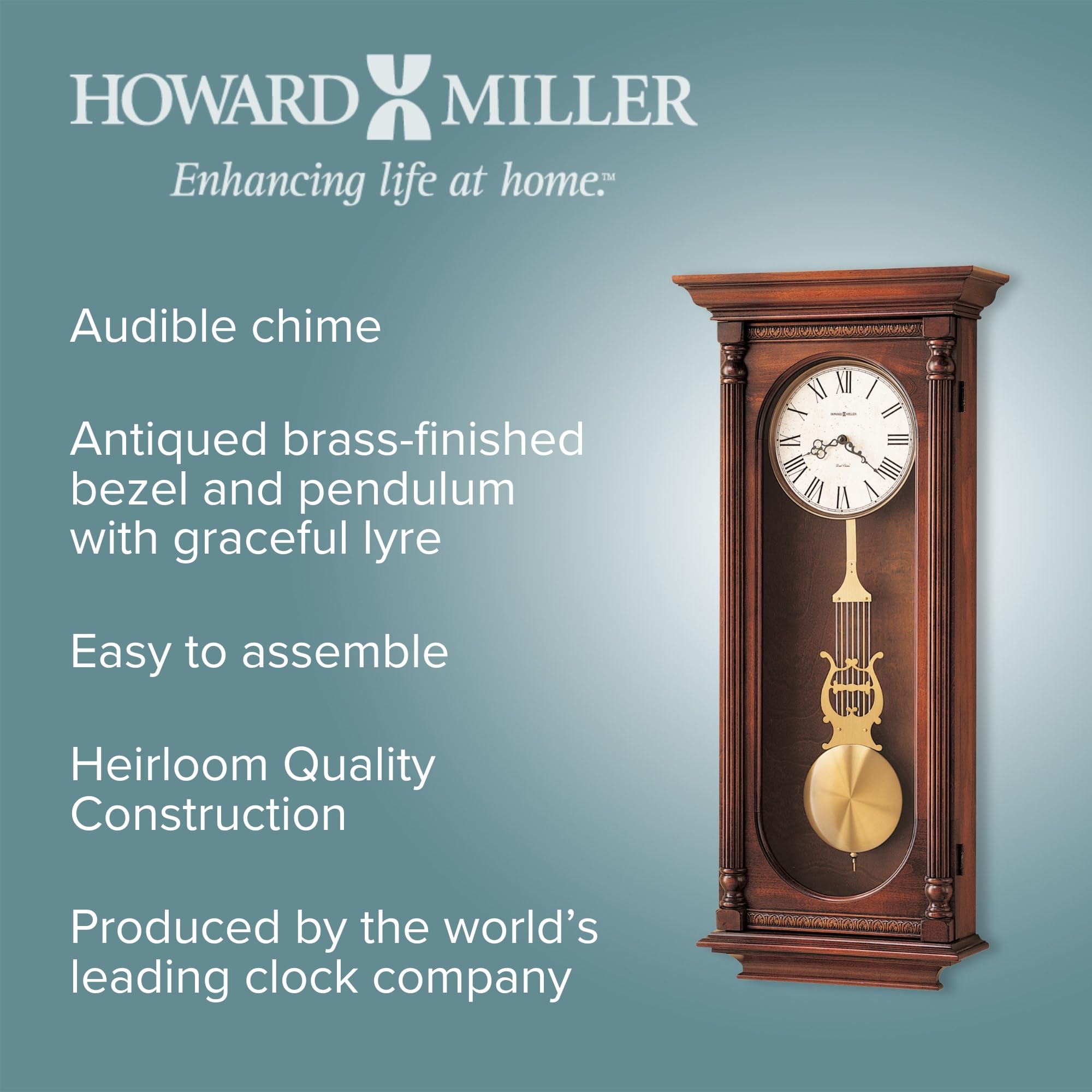 Howard Miller Helmsley Wall Clock 620-192 – Windsor Casual, Brass