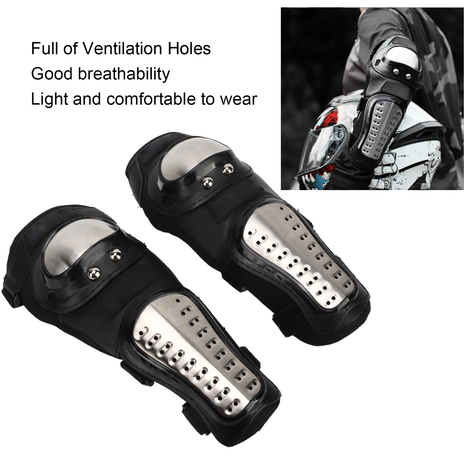 Protecteur de Coude Moto, Résistance à la Chute, Acier Inoxydable, EVA Flexible, Protection Équitation, pour Riders, Cyclisme, Aventure, Sports Extérieurs, Vélo de
