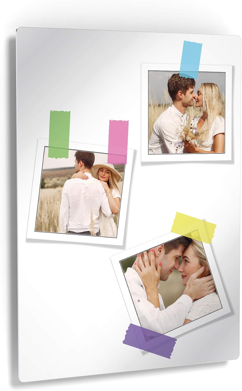 Smile Art Design Custom Metal Print with 3 Images Polaroid Collage Picture Frame Personalized Gift for Wedding or Bridal Decoration - 12x8 inches