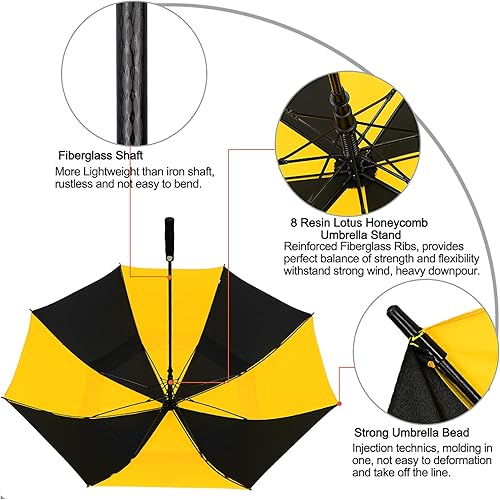 Miniatura 132 de G4Free - Paraguas de golf de apertura automática de 47, 54, 62 y 68 pulgadas - Paraguas extragrande con doble toldo, ventilado, a prueba de viento