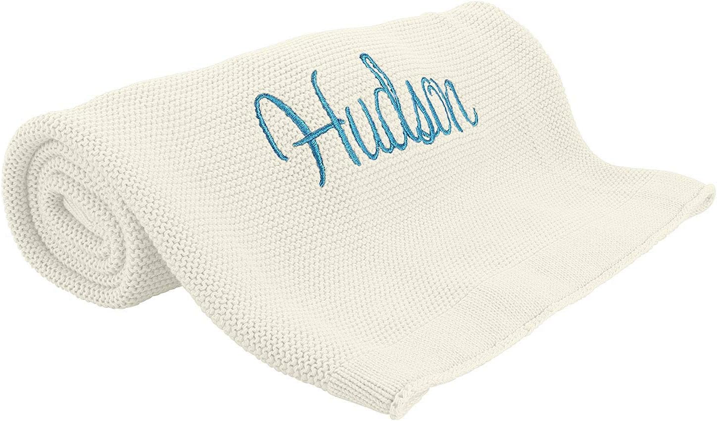 Custom Monogrammed Baby Blanket - Personalized Newborn Gift, Knit Cotton All Year Round