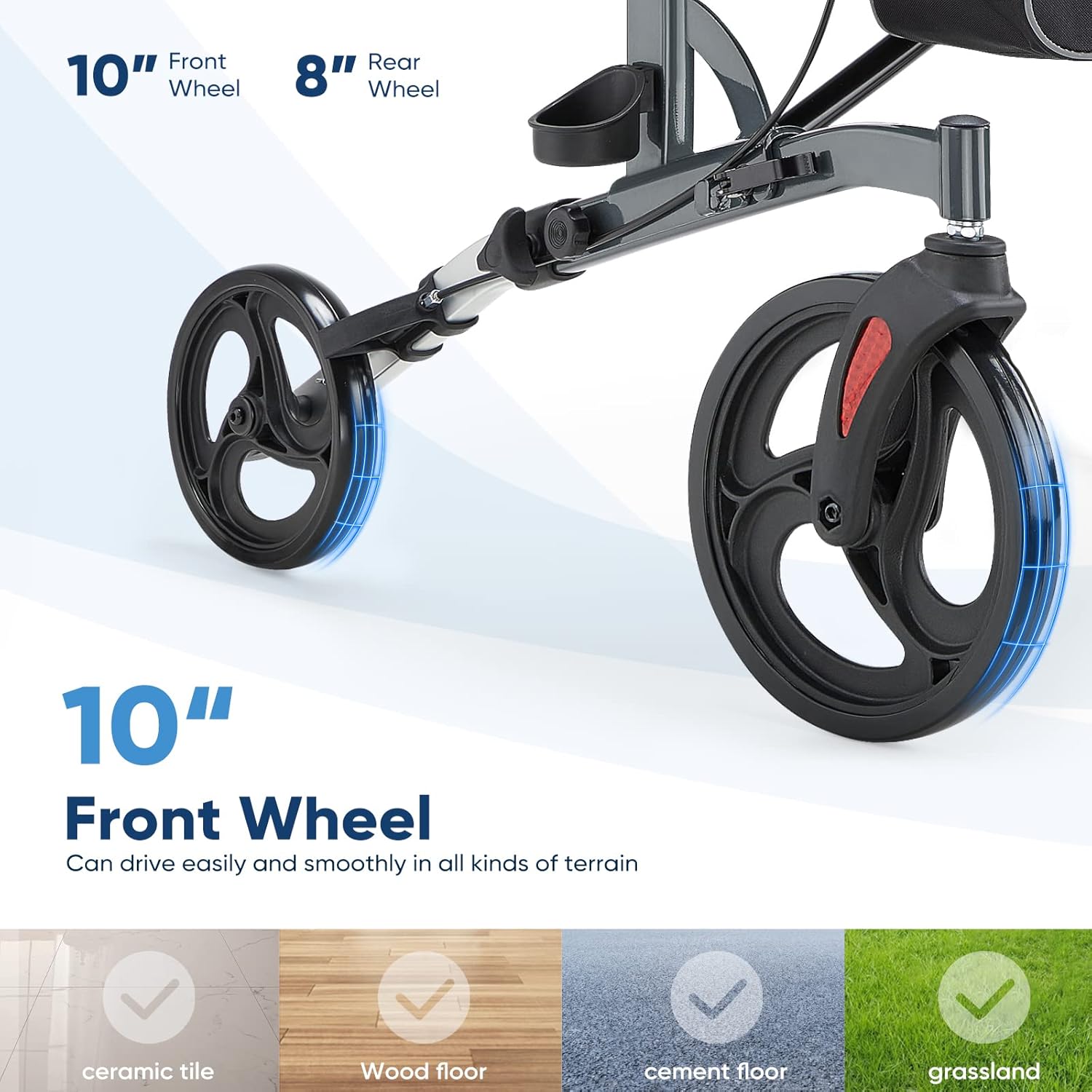 Buy Zler Heavy Duty Upright Walker Extra Wide Stand Up Rollator Walker Supports Up to 500 lbs