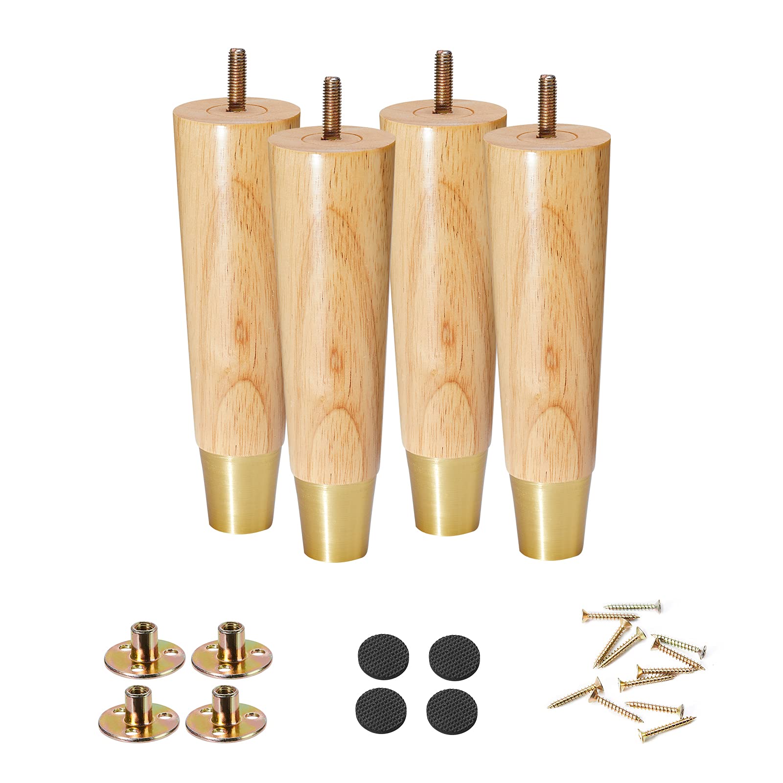 Wood Furniture Legs, 8 inch Couch Legs, Sofa Legs Set of 4 for