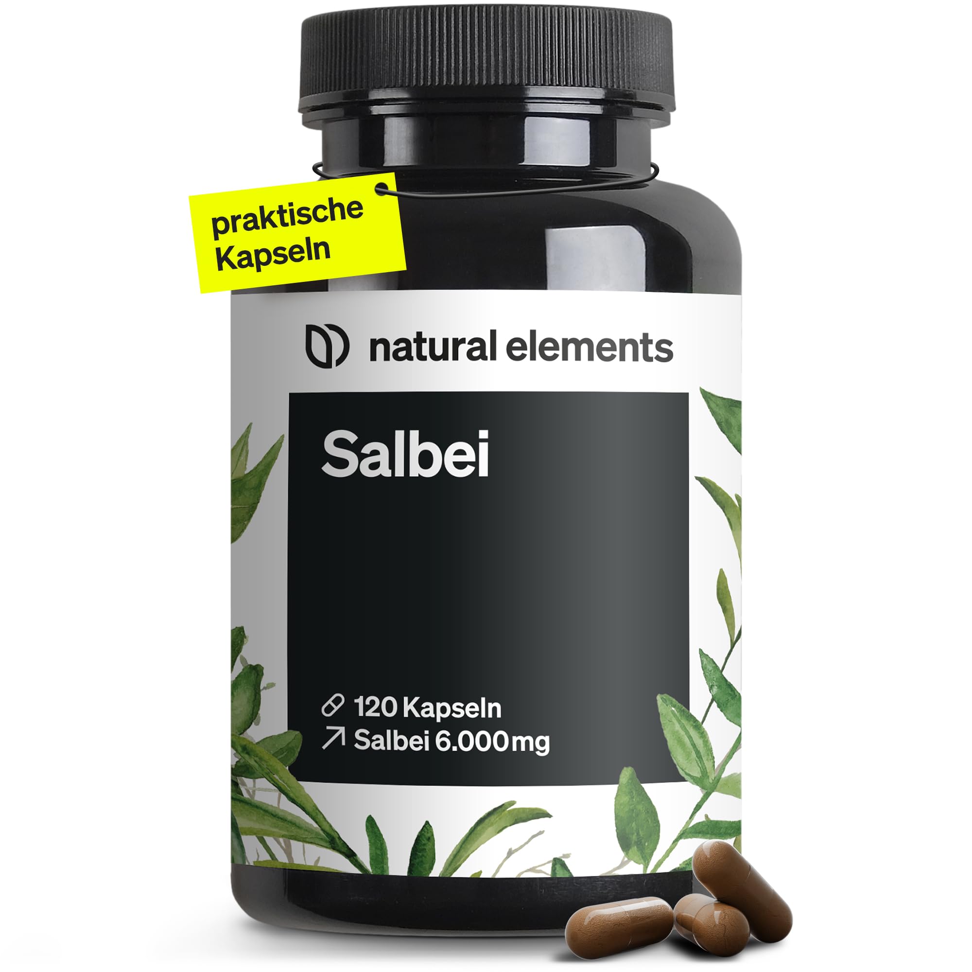 Natural Elements Salbei – 120 Kapseln, 10:1 Extrakt, vegan, in Deutschland hergestellt