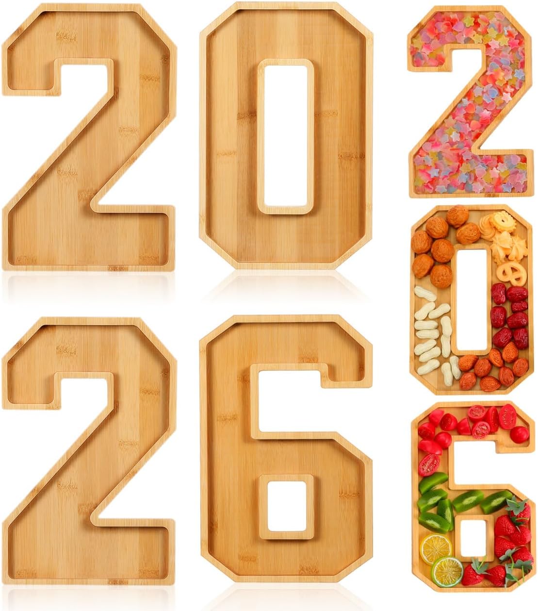 2026 Charcuterie Numbers Fillable Serving Tray Set Divided Appetizer Platter for Graduation Party Cheese Board Snack Plate for Fruit Nuts and Vegetable Treats