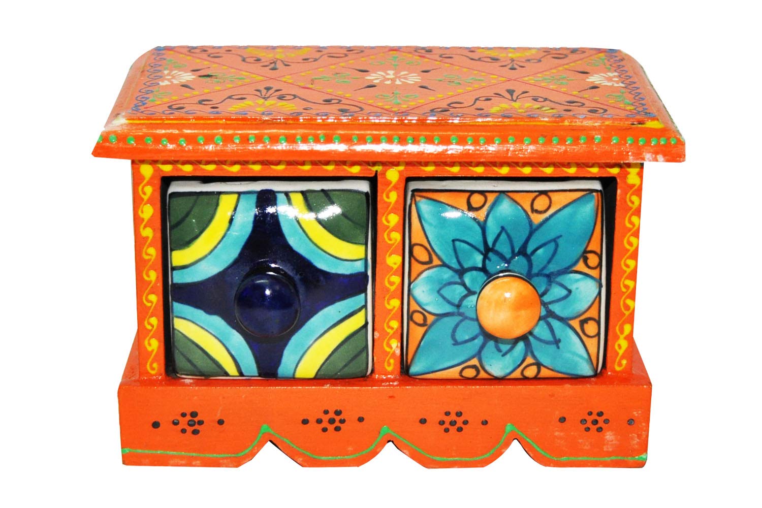 Handicraft junction Jewelry Box - 4.5 Inch - Decorative Cum Multipurpose Utility Box for Table Decor, Home Decor, Desk Organizing And Gifts (Small Drawer)