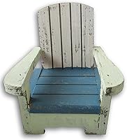 Vista 3 de Woodpile Fun! Silla de playa de madera rústica, color azul Adirondack envejecido, 4.25 x 4.75 pulgadas