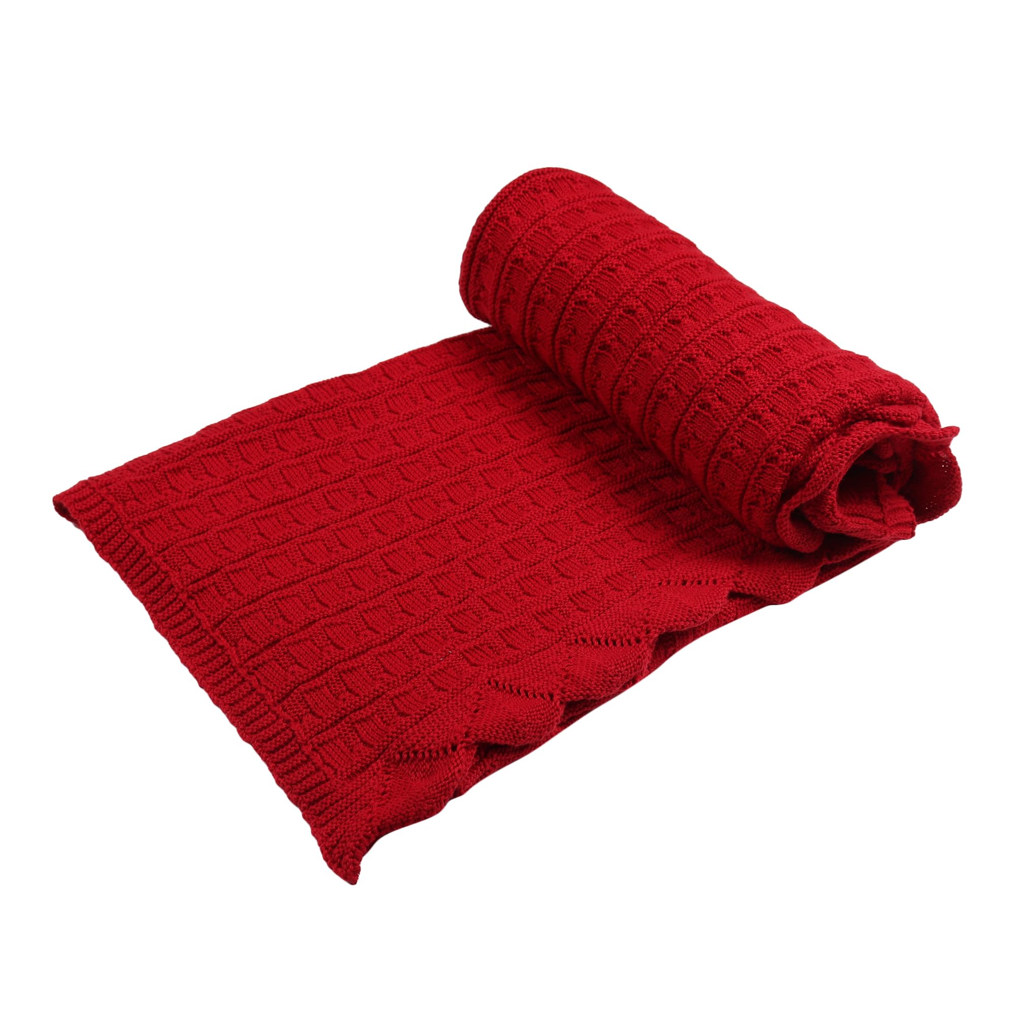Itsyboo by Waterlemons Knit Blanket for Baby | Soft Cotton Baby Blanket for Crib | Nap & Travel | & Cozy Wrap for Newborns Infants|Color - Maroon Frill, Cream Star |Pack of 2