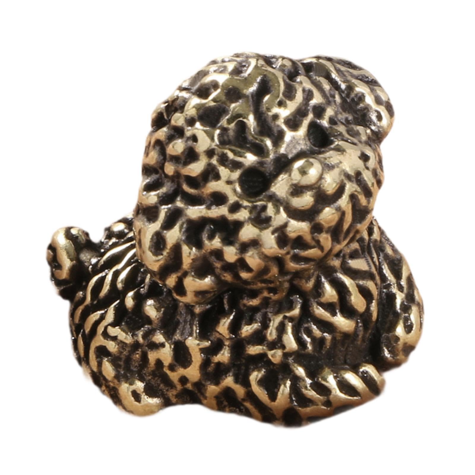 TWISAXC Mini Dog Figurine Ornament Brass Sculpture For Office Desktop Or Bookshelf Decor Gift Cute Friends Relatives Desk, Golden, 2.5x2.5cm