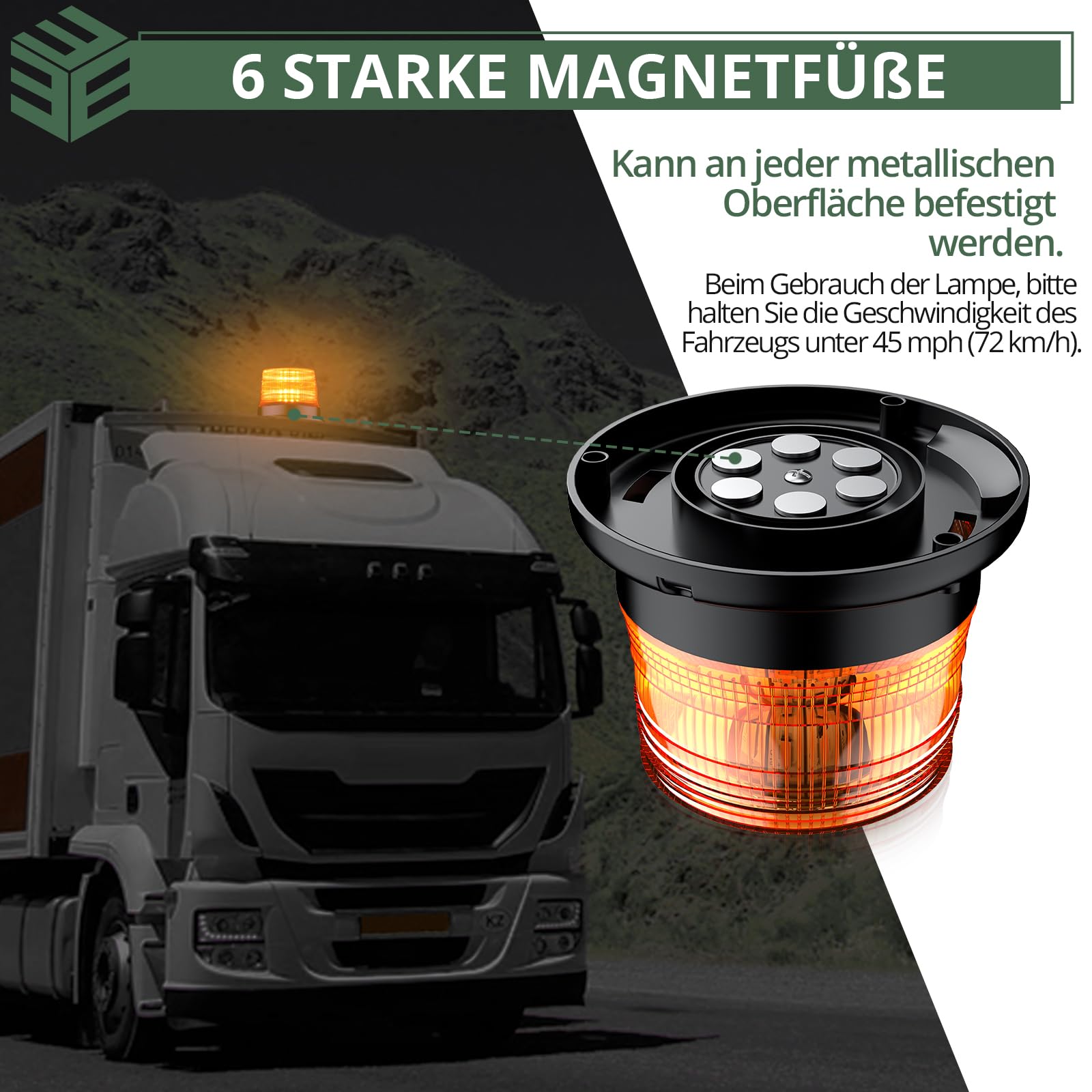 EYPINS Led Waarschuwingslichten, 40 Led Magnetische Emergency Knipperende Herstel Waarschuwing Strobe Licht Baken voor 40W Truck Auto 12/24V Sigaret Plug (Amber