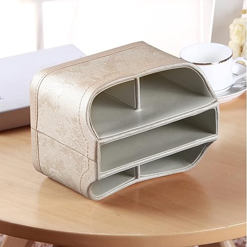 Miniatura 3 de PUSU Soporte de control remoto giratorio de 360, soporte remoto de TV de piel sintética para mesa, organizador de suministros de arte brillante y