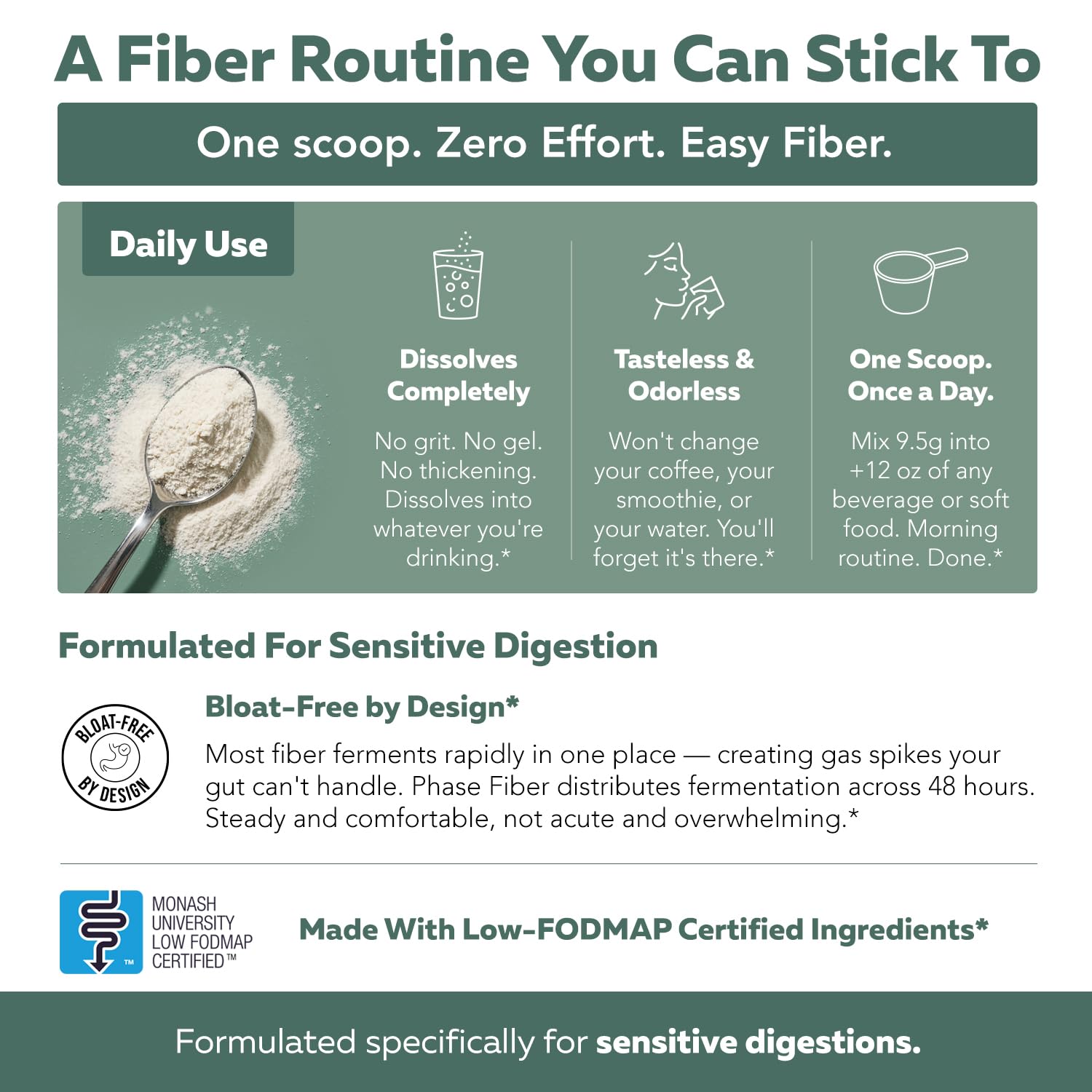 Phase Fiber™ Prebiotic Powder for Complete Gut & Digestion Support, Low FODMAP Certified Ingredients, Triple Phase Fermentation, Clinically Studied for Sensitive Digestion, Vegan (30 Servings) — Amazon image 9