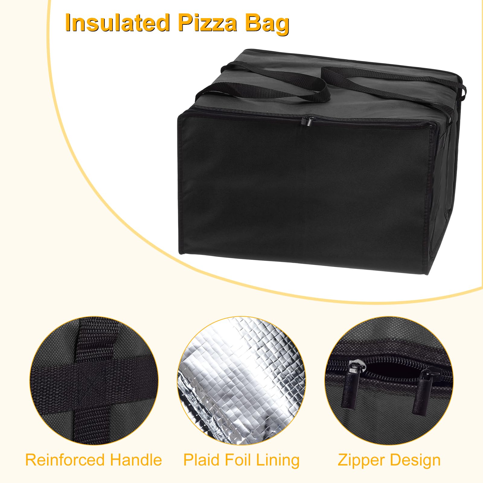 QUARKZMAN Pizza Aislada Bolsa 24x24x14 Pulgadas No Tejida (Negro)