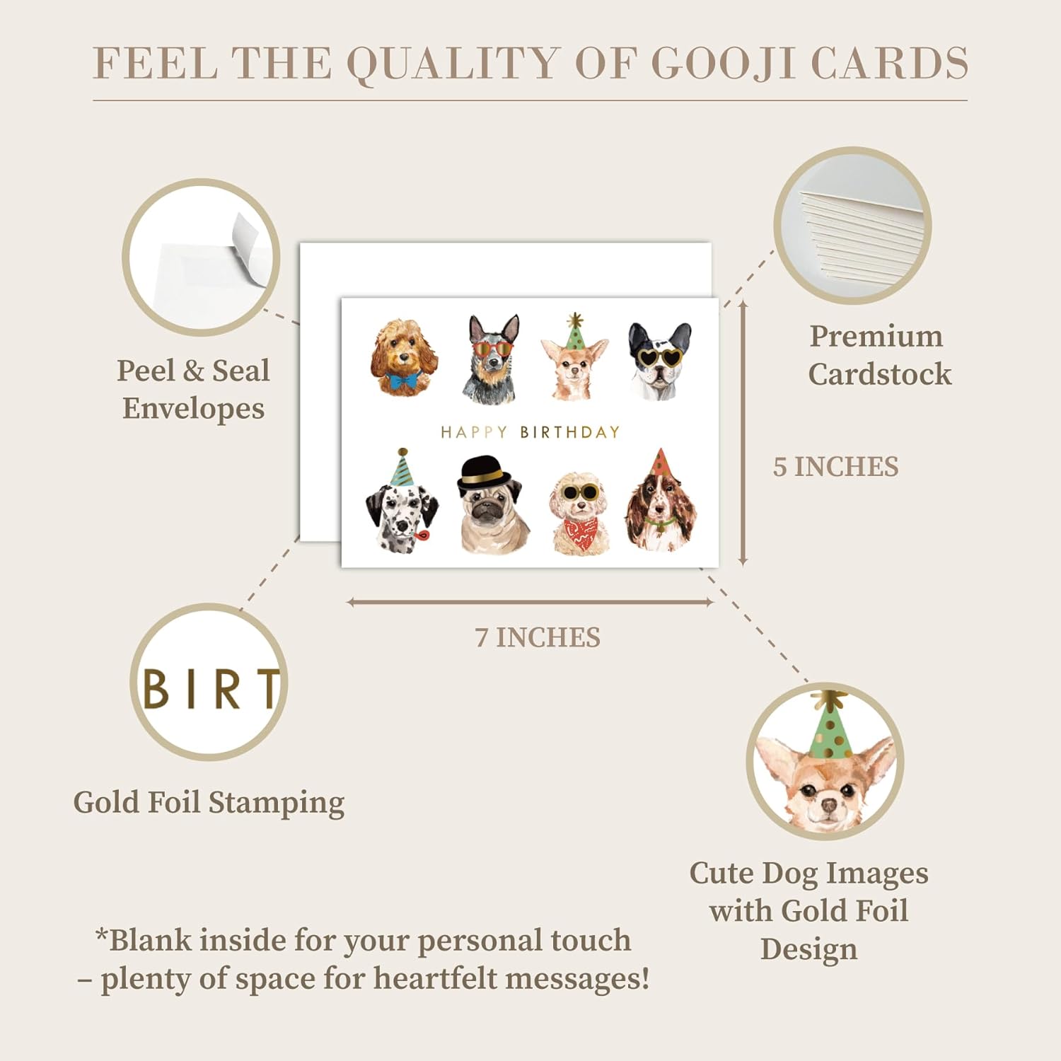 Gooji 5x7 Party Dogs Birthday Card – Funny Birthday Cards for Women – Fun Birthday Card for Husband and Wife – Mom, Dad, Best Friend, Son, Daughter - Image 3