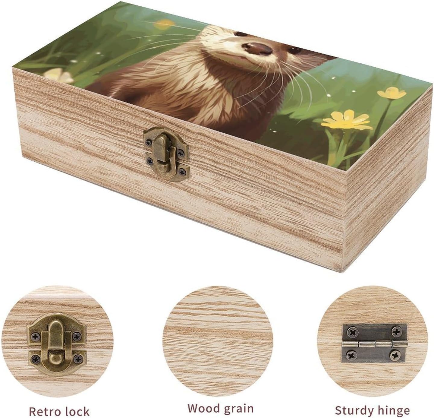 Cute Otter Wooden Storage Box Decorative Keepsake Boxes image 3