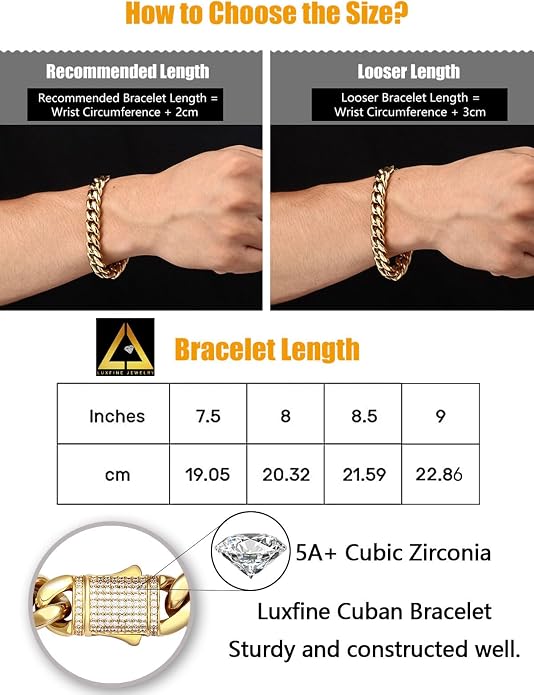 Pulsera Miami Cuban Link 14K chapada en oro 12mm miniatura 6