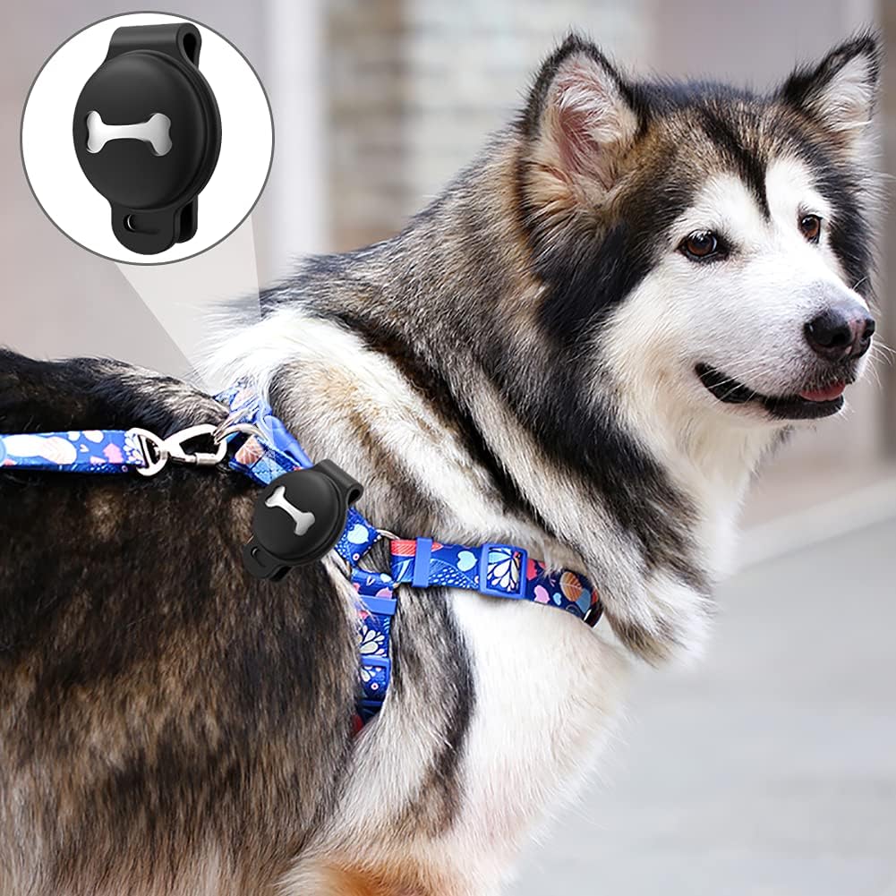 sichy airtag dog collar holder2 pack silicone pet collar case for apple airtags anti lost protective air tag case holder cover compatible with cat