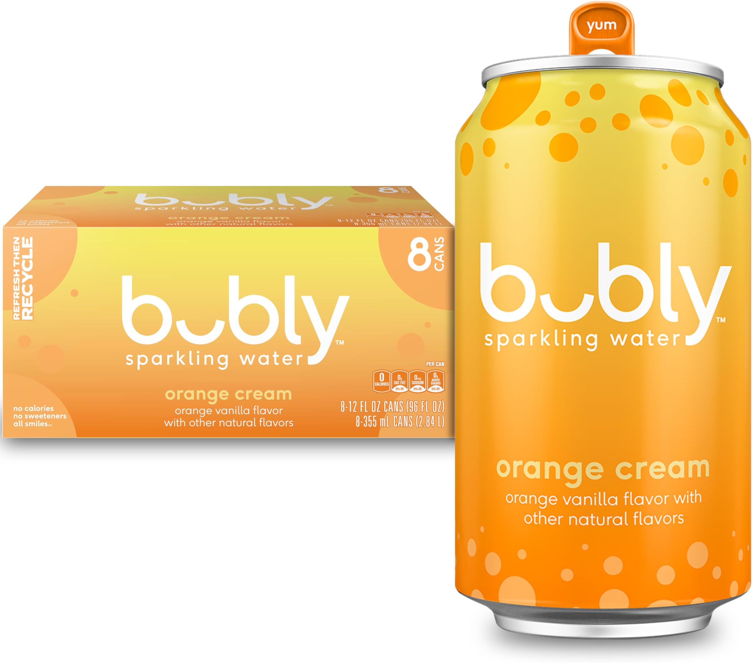 Sparkling Water, Orange Creamsicle, Zero Sugar & Zero Calories, 12 Fl Oz Cans (Pack of 8)