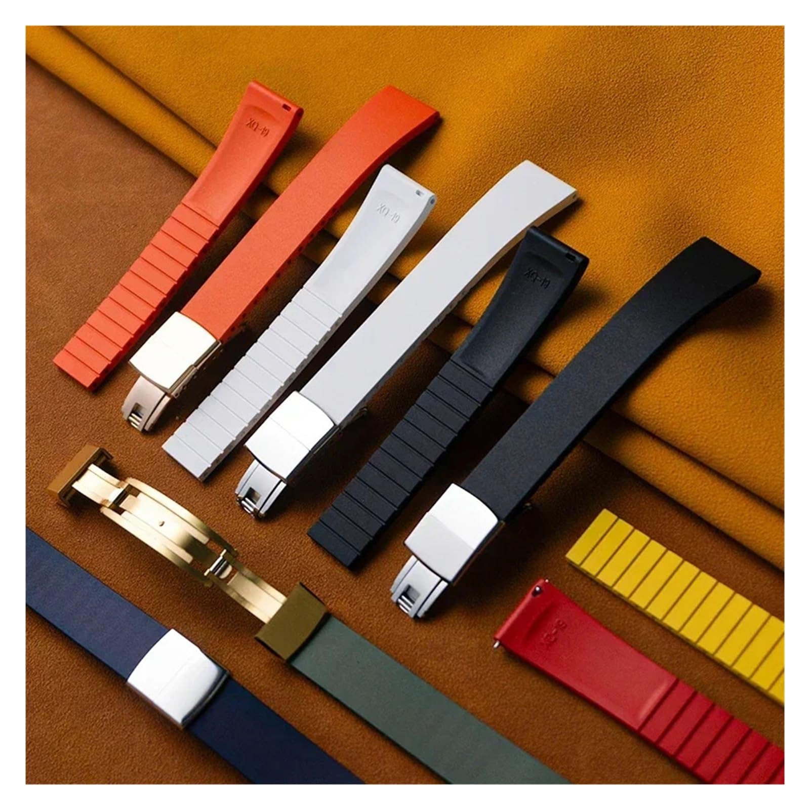 HuanJ Nuovo design cinturino in gomma 18 mm 20 mm 22 mm 21 mm fibbia a farfalla a sgancio rapido