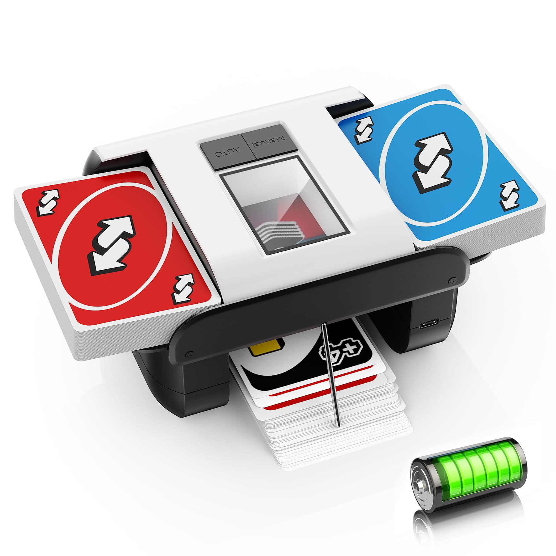 BillionFun Electric Card Shuffler, Automatic card shuffler Machine, 2000mAh Rechargeable, White