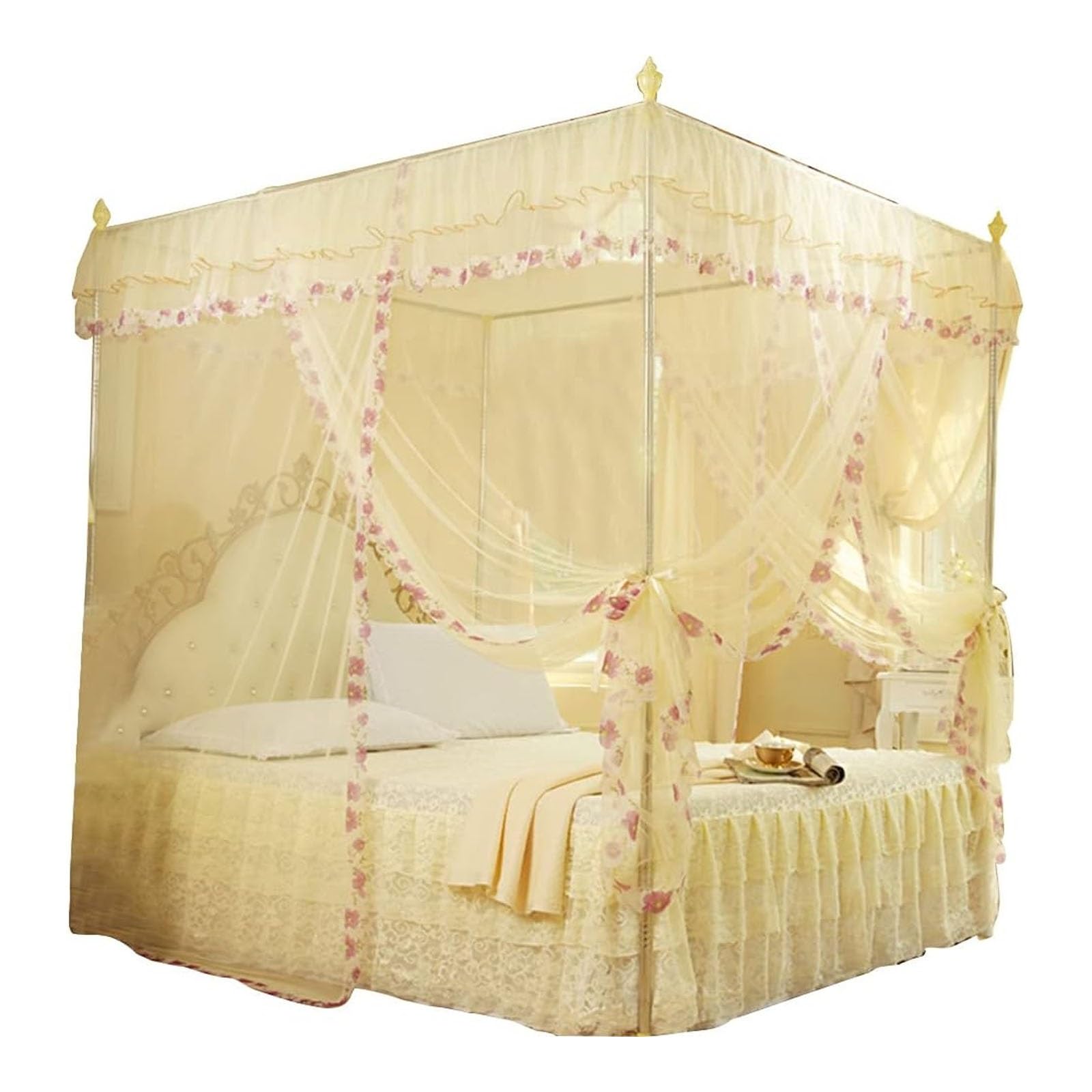 Cortina mosquitera para marco de cama de 120x200 con cubierta protectora de dormitorio