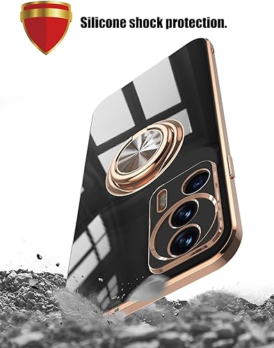 Miniatura 5 de Case for  XIAOMI 13 Lite 5G  - Slim Fit Rotating Ring Stand  Luxurious Gold Metal Colour Silicone Soft TPU Cover Shockproof Protection (Black,