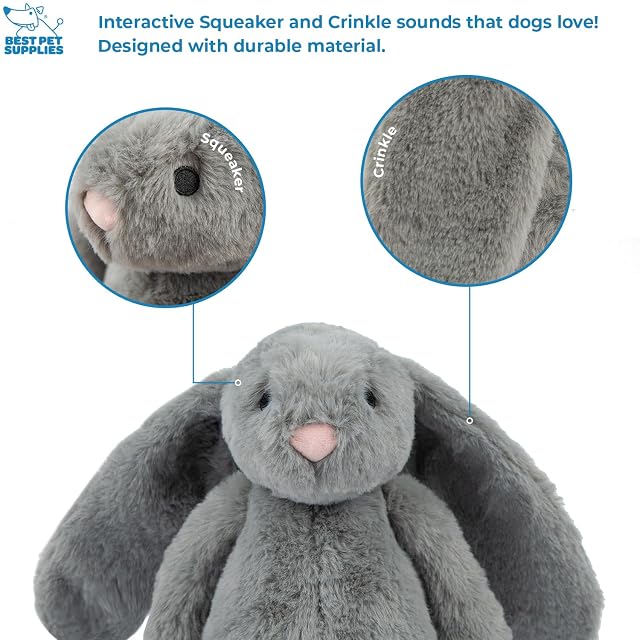 Foto 3 de 7 de Best Pet Supplies Interactive Bunny Buddy Dog Toy with Crinkle and Squeaky Enrichment for Small and Medium…