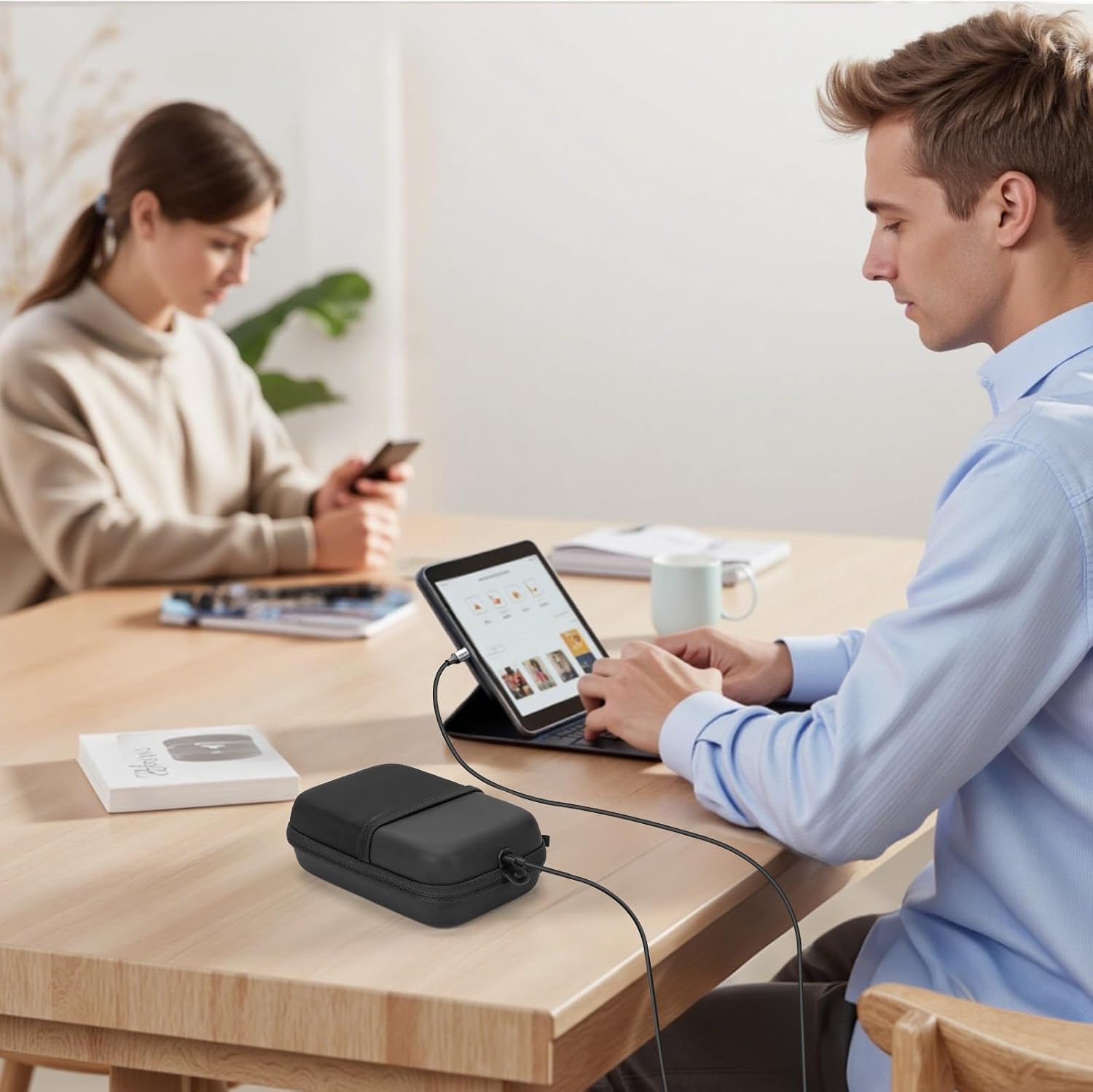 Case for Anker Prime 27,650mAh 250W / 25,000mAh 165W Power Bank,Battery Charging Station Hard Case Travel Carrying Storage Holder Protective Cover for USB-C Charger With Type-C Cable Hole+Side Storage
